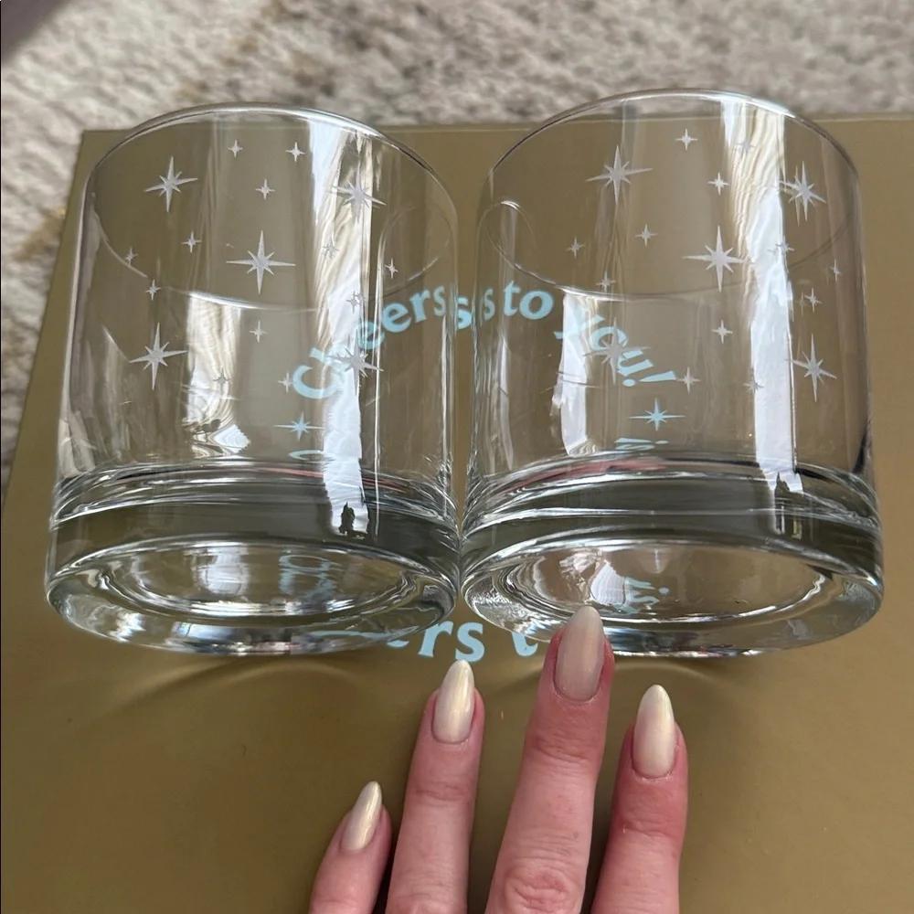 NEW Celebration Gift Box 2 Cocktail Glasses, 4 Leather Coasters & Gold Confetti